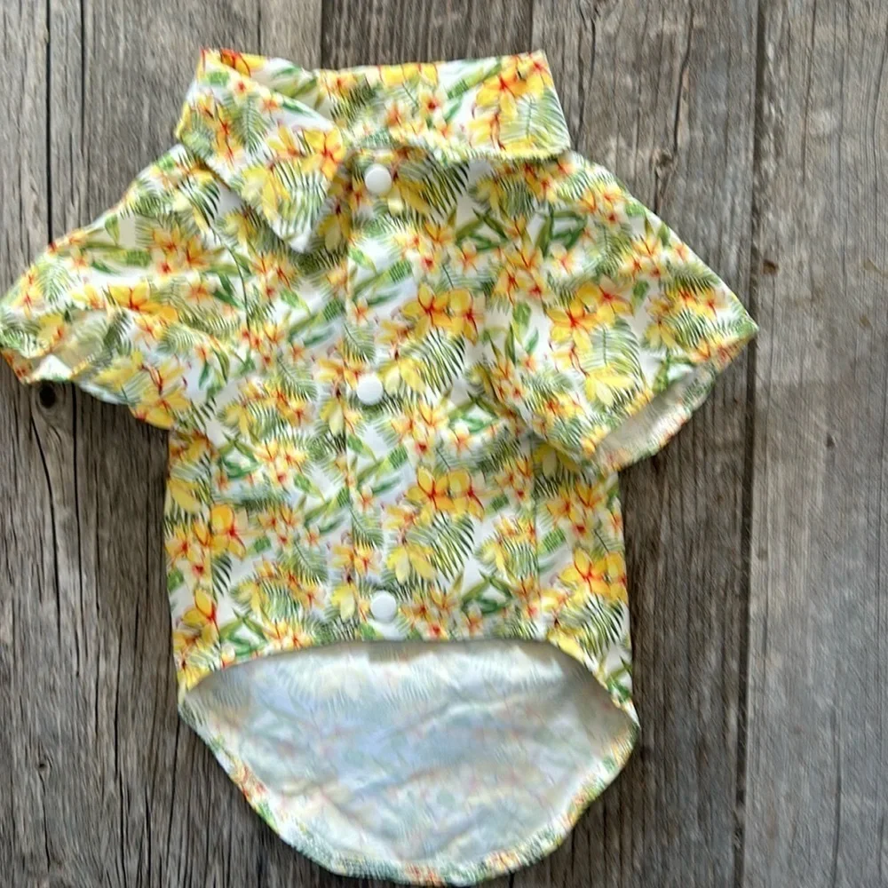 Hawaiian dog dress shirt medium